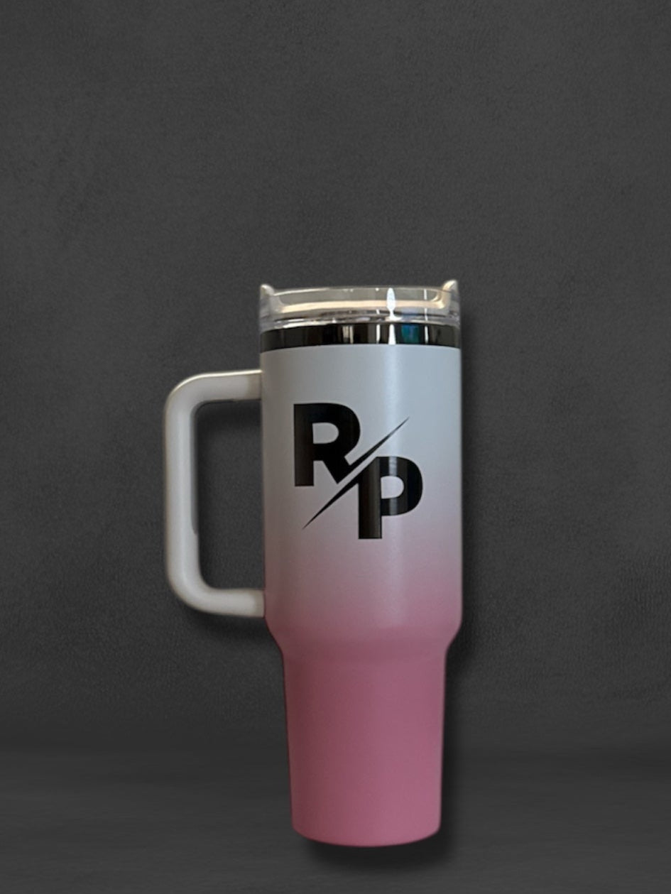40oz Mirror Black Plated Tumbler with Color match logo