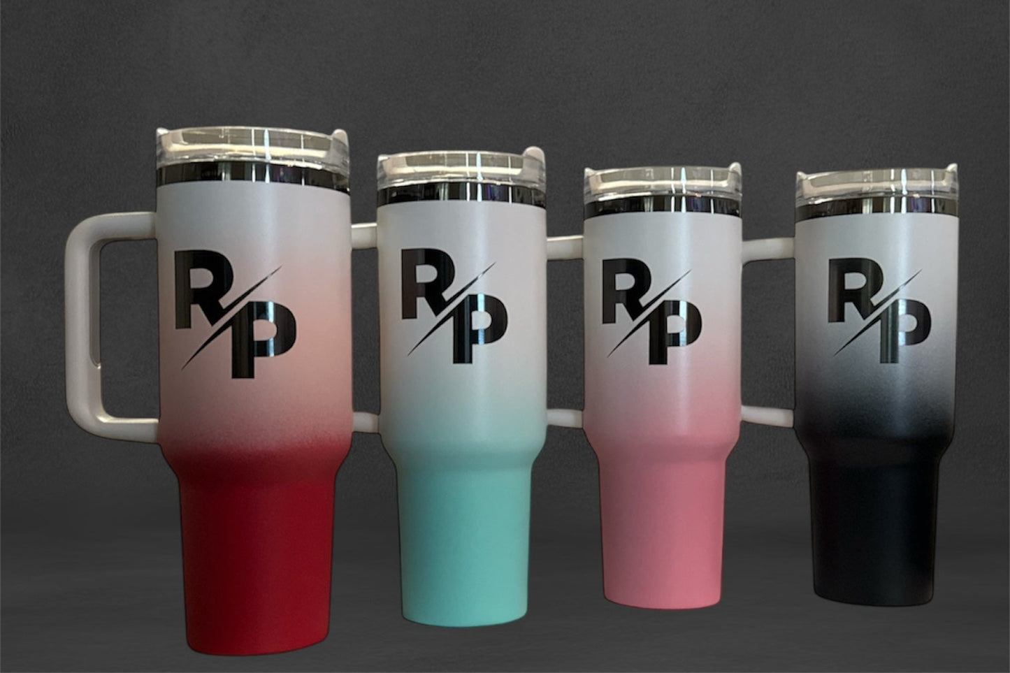 40oz Mirror Black Plated Tumbler with Color match logo