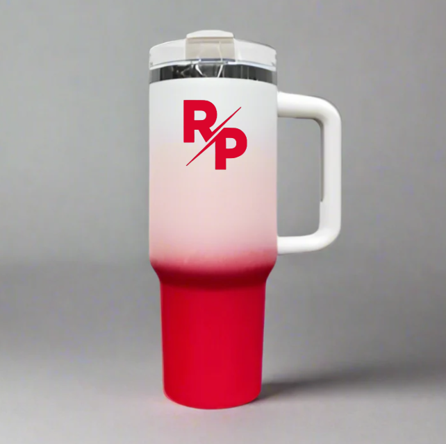 40oz Mirror Black Plated Tumbler with Color match logo