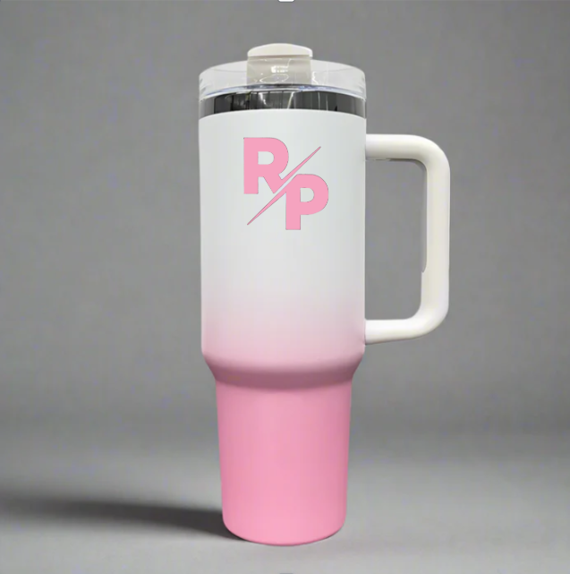 40oz Mirror Black Plated Tumbler with Color match logo
