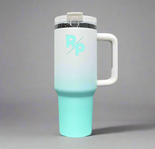 40oz Mirror Black Plated Tumbler with Color match logo