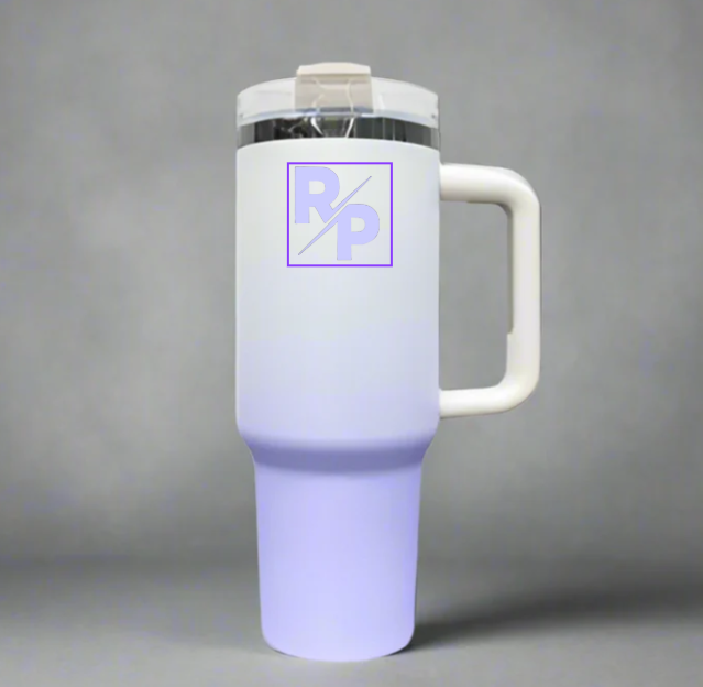 40oz Mirror Black Plated Tumbler with Color match logo