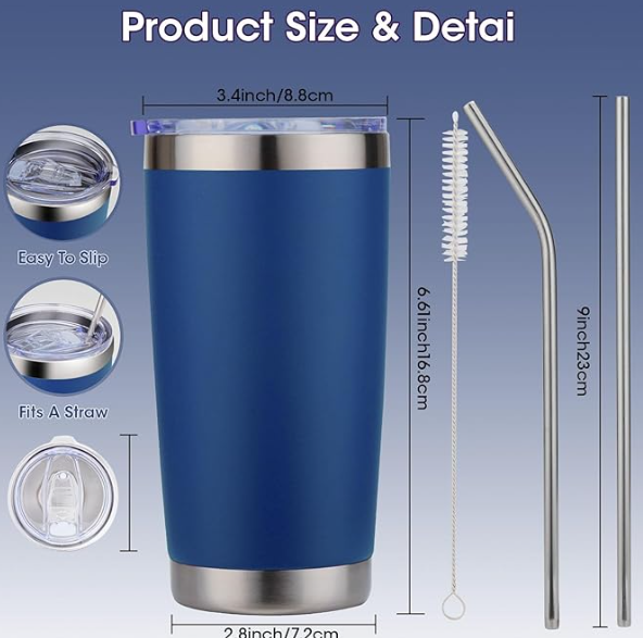 20oz Tumbler with Stainless Steel Straw